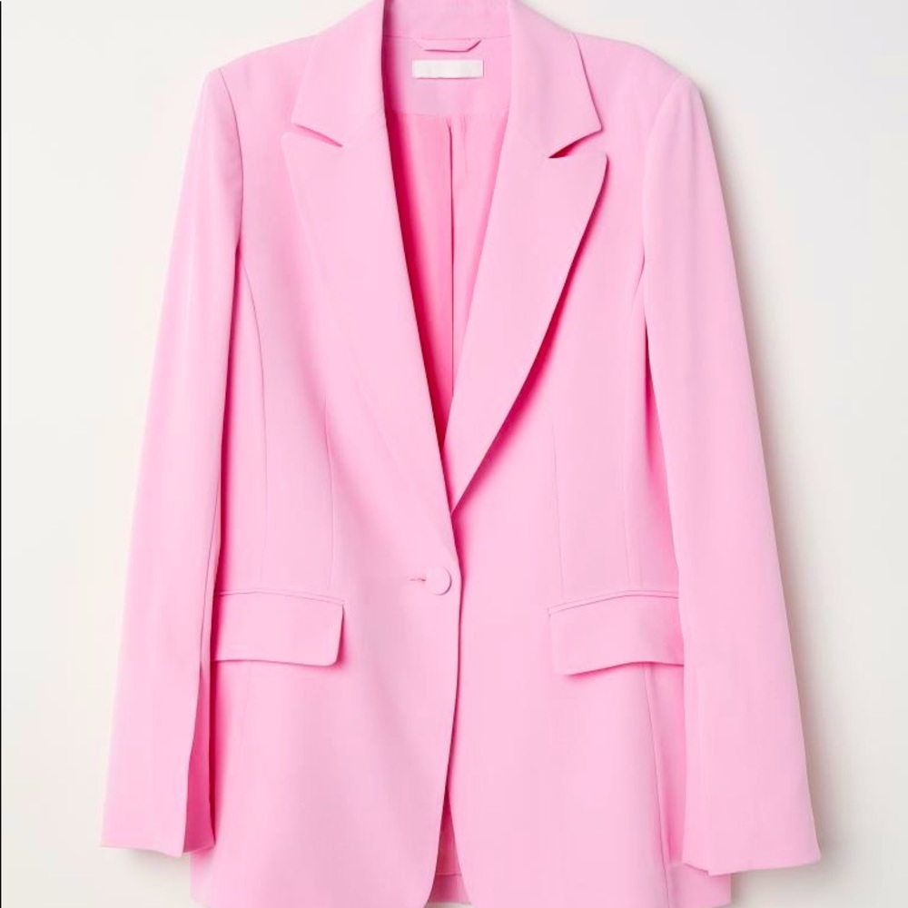 Pink Single-Breasted Blazer with Split Sleeves